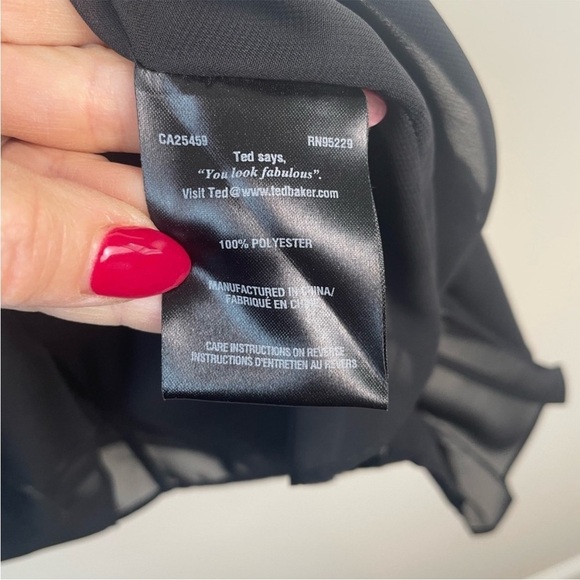 Ted Baker Black Tiered Flowy pleated Mini Dress Size 1 (US Size 4) LBD zip up. - Picture 13 of 16
